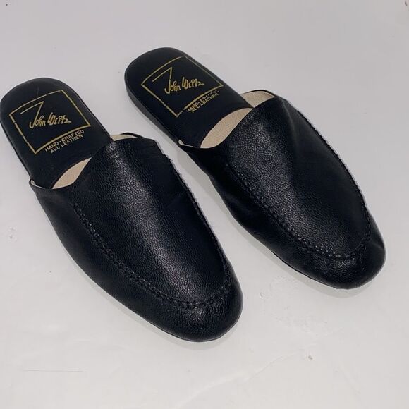 John Weitz Hand Crafted All Leather Men’s Black Slipper Size 14 main image 5